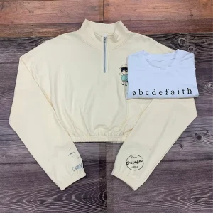 1/4 Quarter Zip Sweatshirt Pullover Fleece Custom Logo Women’s Clothing Hoodies Casual Cropped Half Zip Sweatshirt Women