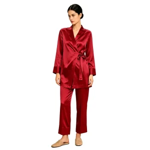 100% 19mm Mulberry Silk Robes And Trousers Pajamas
