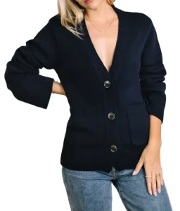 100% Cashmere Cardigan Women’s V Neck Solid Color Cardigan Winter Home Wear