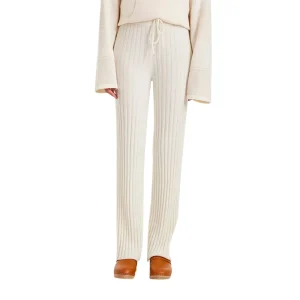 100% Cashmere Women’s High Waist Pants Autumn Winter Rib Knitted Casual Pants Elastic Pleats XS Color Anti Wrinkle