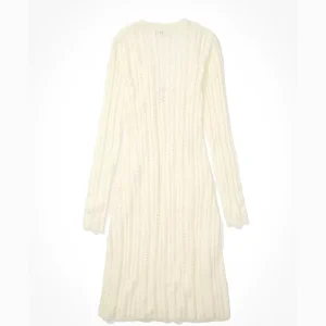 100% Cotton Knitting Long Sleeve Loose Style Long Body Women’s Casual Spring Anti-Wrinkle Quick Dry Cardigan Sweaters
