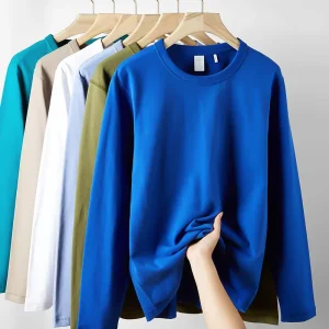 100% Cotton Women’s 175GSM O-Neck T-Shirt Solid Print Design Casual Style Long Sleeve Plain Dyed Pima Cotton Blank T Shirts