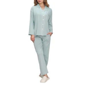 100% Cotton Women’s Sleepwear Custom Pjs Lounge Wear Set Breathable Pyjama Ladies Loungewear Pajama Set