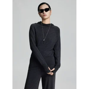 100% Merino Wool Hoodie Versatile Long Sleeve Top Loose Slimming Sweatshirt Casual Pants Set Autumn