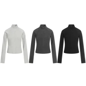 11KN American style Retro Mandarin Collar Acrylic Fiber Fleece T-shirt Women Designer Sexy Girl Style Waist-controlled Slimming
