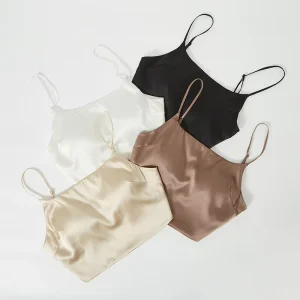 16MM 100% Mulberry Silk Camisole For Women Luxury Satin Spaghetti Strap Top Breathable Sleepwear Loungewear
