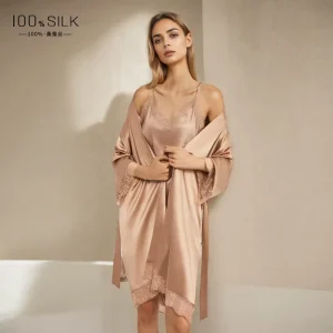 19 Momme Heavy Weight Women’s Silk Morning Robe High End Loungewear with a Sense of Premium Quality Camisole Nightdress