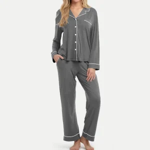2 Piece Comfy Bamboo Womens Pajama Set Loungewear Ladies Pyjamas Long Sleeve Pj Set Adult Lounge Wear Set
