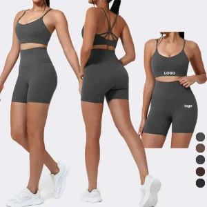 2 Piece Gym Clothes Breathable Workout Sets for Women Yoga Fitness High Support Women Sports Bra Gym Shorts Activewear Gym Set