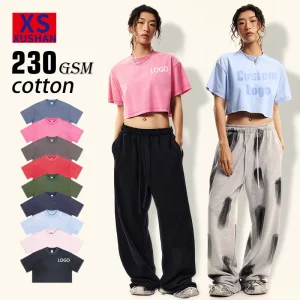 230 Grams Personalized Logo Women’s Pink Washed 100% Cotton Eco-Friendly Loose-Fit Summer Fashion T-Shirt Silk Screen Printing
