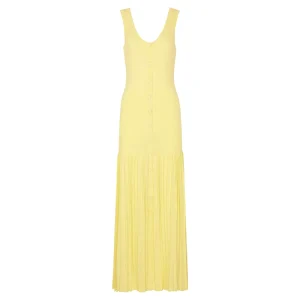 25210 High quality Summer Fashionable and Comfortable Elastic Knitted Button Slim Fit Sleeveless Mid Length Women’s Dress