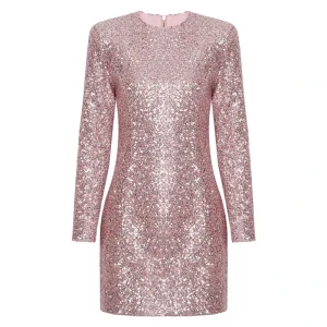 26111 High quality Sequin Shining Fashion Long Sleeved Slim Fit Temperament Stage Banquet Party Women’s Dress