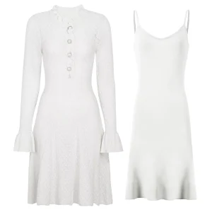 2614 Spring And Summer Fashion Trend Elastic Knitted Hollow Lace Heavy Lace Sexy Slim Fit Women’s Dress