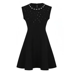 2666 Handmade Bead Luxury Fashion Trendy Stretch Knitted Sleeveless Slimming Style Women’s Dress