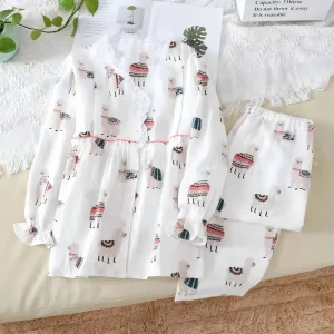 2Pcs/Set Long Sleeve Nursing Nightwear New Maternity Pajamas Set Pregnancy Clothing Sleepwear Breastfeeding Pyjama OEM Custom