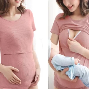 2pcs/Set Maternity Summer Soft Modal Pyjamas with Lift up Breastfeeding Nursing Sleepwear Lactation Clothes Pijama Maternidade