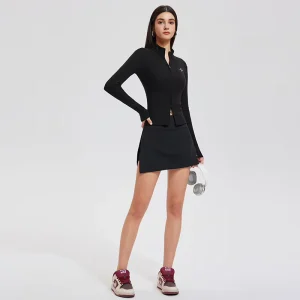 2pcs Slim Activewear Yoga Sports Top Fitness Jacket Sports Skirt Women’s Gym Wear Workout Sets Sports Sets