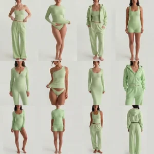 3 Styles Women’s Cotton Pajamas Set Star Print Flare Pants & Cami Shorts Custom Loungewear