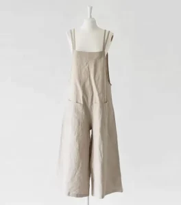 30% Linen 70% Cotton Jumpsuit Summer Wide-leg Trousers Women’s Romper Clothing