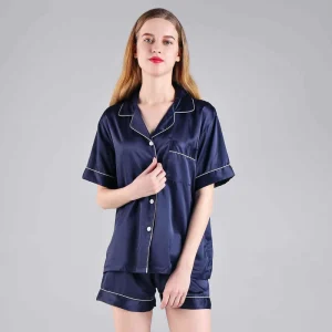 3034 Custom Summer Pajamas Women’s Polyester Sexy Cardigan Short Sleeves Shorts Plus Size Homewear