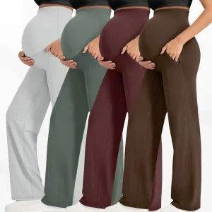 3040 Pregnant Women’s Wide leg High Waist Tummy Support Eco Friendly Long Pants Casual Pregnant Maternity Yoga Wear