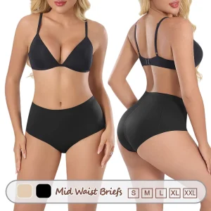 3171 Women’s Panties Double Layers Shaping Mid Rise Waist Briefs For Women S 4XL Panties Ladies Smooth Underpants