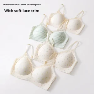 3233# Gothic Style Floral Lace Trim Printed Underwear Pure Desire Sweet Push up Large Size Women’s Bra