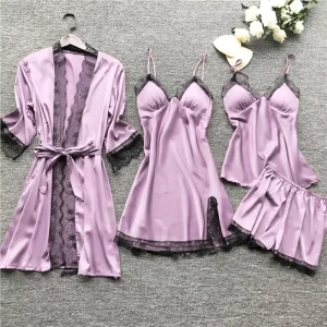 4-piece Pajamas for Women Pyjamas Women Sleepwear Women’s Sleepwear