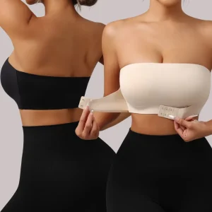 4237 Women’s Strapless No Padding Brassiere Comfortable Traceless Smooth Underwear Seamless Front Button Push up Wire Free Bra