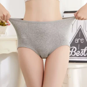 [45 100kg] Women’s Plus Size Breathable Knitted Cotton Underwear for 100kg Women Mid high Waist Briefs