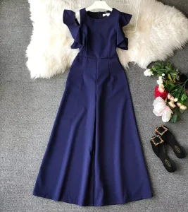 5 Color Rompers Womens Jumpsuits Ankle Length Pants Casual Loose Female Summer Fashion Ruffles Jumpsuit Sexy