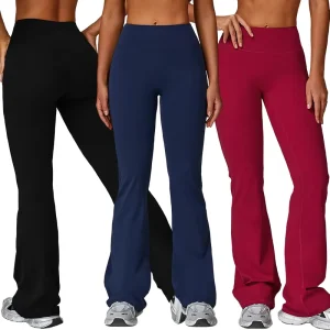 5061 Women’s High waisted Yoga Pants Tight Wide leg Flared Pants Running and Fitness Flared Pants