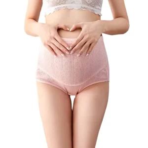 863# Breathable High Waist Threaded Panties Women’s Maternity Underwear Briefs