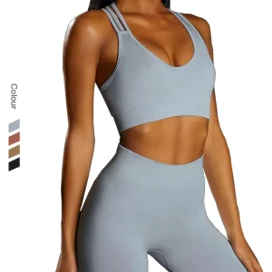90% Nylon 10% Spandex Womens Activewear High Waist Leggings with Sports Bra Yoga Set