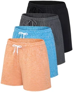 95%polyester&5%spandex Heather Women’s Casual Mid Waist Sports Shorts Women’s Running Gym Women’s Shorts