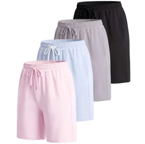 95%polyester&5%spandex Women’s Casual Mid Waist Sports Shorts Women’s Running Gym Women’s Shorts