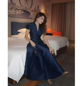 A10764 Luxury Party Club Cocktail Prom Evening Dresses Ruffle Hem Ball Gown Maxi Dresses for Lady Supplier