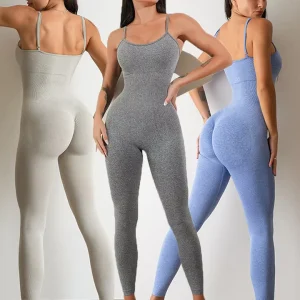 AOLA Strappy Athletic Women’s Bodysuit Breathable Open Back Rompers for Spring Yoga Dance Workout One Piece Jumpsuit