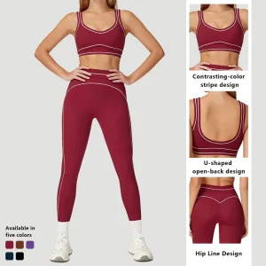AWX8003+ACK8003 Breathable Hip Line Legging Set Sports Bra Yoga Set Fitness Sportswear Bra 2 Piece Women’s Sets