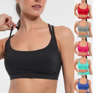 Active Padded Sports Bra Lightweight Eco Friendly Yoga Sports Cross Back Non adjusted Straps Medium Support Top Women