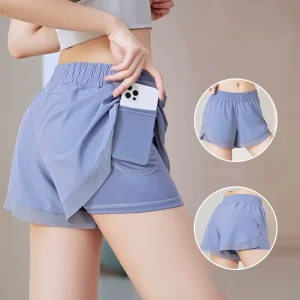 Active Women’s Solid High Waist Running Shorts With Phone Pocket Breathable Quick Dry Stretch Plus Size Gym Fitness Yoga Sport