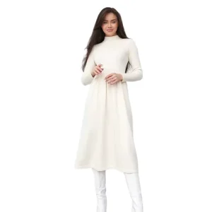 American Hepburn Style Elegant Autumn Winter Coat Women’s Half-High Collar Long Sleeve Solid Color Belly Covering Skirt