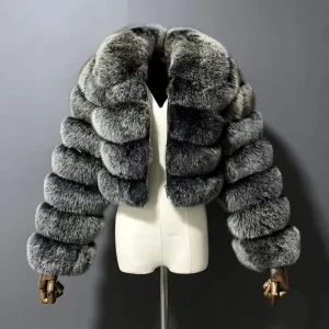 American Manufacturers Fur Coat Imitation Fox Fur Short Stitching Lapel Long Sleeve Coat Women’s Clothing in Stock