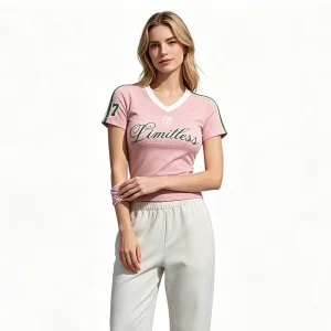 American Retro Handwritten V Neck Oversize Jersey High Quality Print Graphic Women’s for Femmes Custom