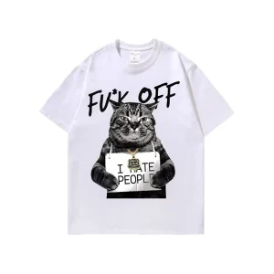 American street oversized Japanese cat distressed short sleeved T shirts couple short sleeved T shirt tops trendy brand