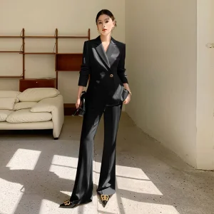 Anti Wrinkle Velour Commuting Goddess Style Spring Summer Women’s Suit Set Elegant Front Desk Receptionist Medical