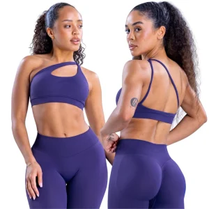 Asymmetric Sports Bra Women’s One Shoulder Yoga Bra Seamless Cutout Gym Bra