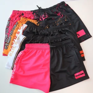 Australian Western Country Footy Shorts Rugby Summer Shorts With Pockets Zippers Customised Sublimation For Kids Mens