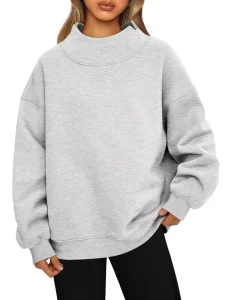 Autumn Casual Women’s Mock Neck Sweatshirt Oversized Pullover Sweatshirt for Women Long