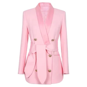 Autumn Fall Plus Size Fashion Design Long-sleeve Pink Women Blazer Single Button Women’s Suits Clothes